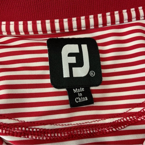 FootJoy FJ Men’s XL RedWhite Striped Moisture Wicking Golf Polo Shirt. - Picture 7 of 8